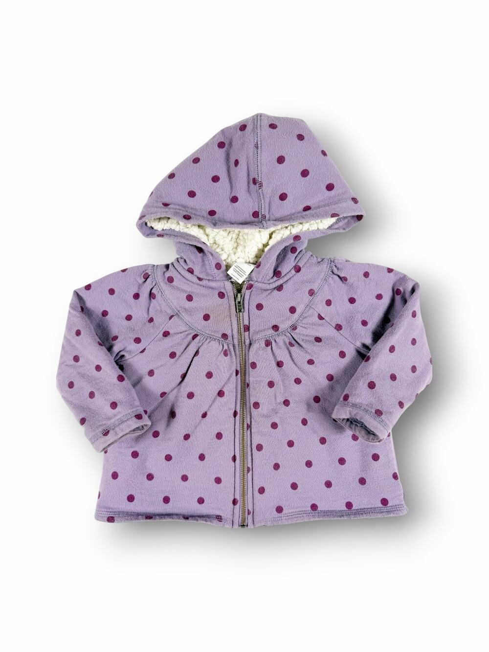 Tea Collection Purple Polka Dot Sherpa Lined Zip Hoodie 12-18 Months